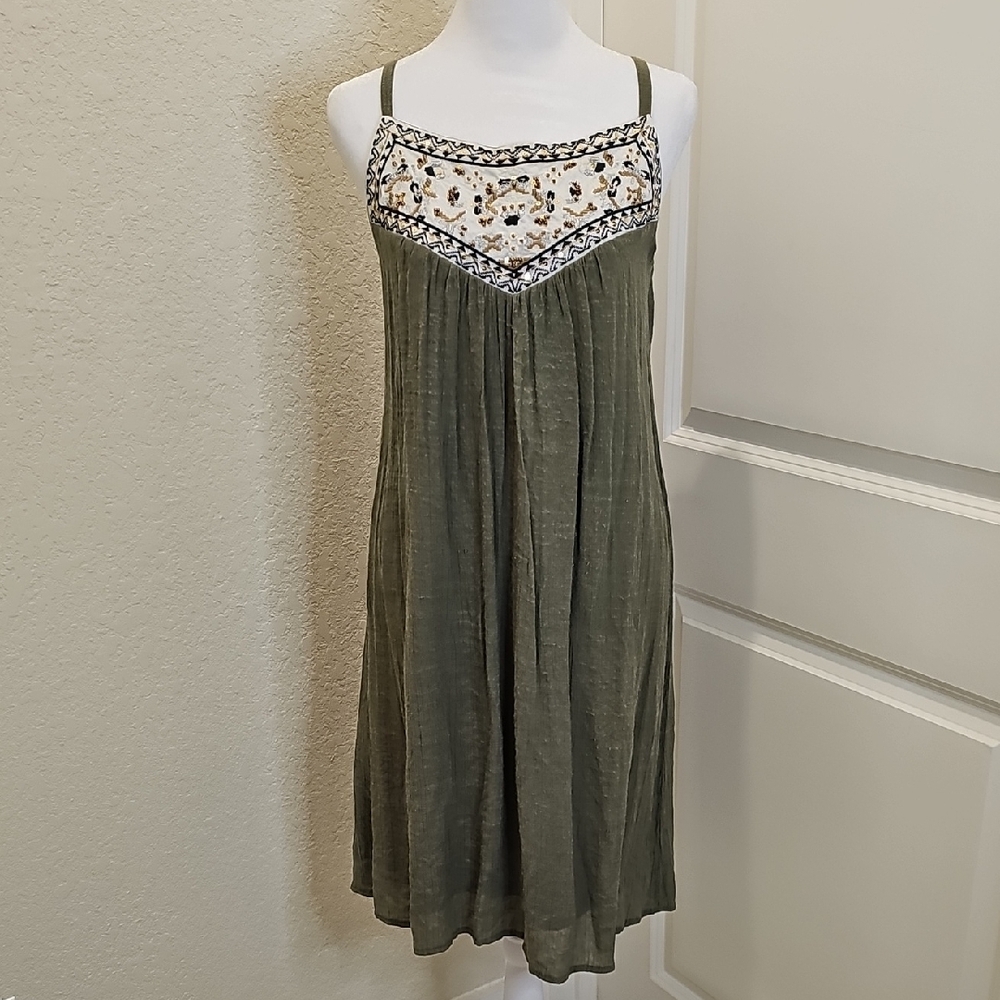 Westport Sage Green Dress Beaded Bodice Sz M